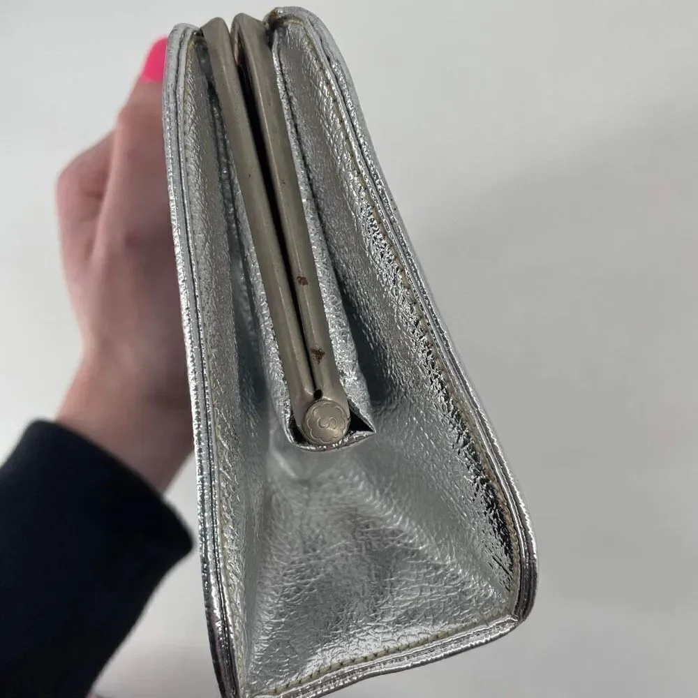 Vintage‎ Rulo Creations Women's Shimmer Clutch Handbag Evening Bag Silver Small